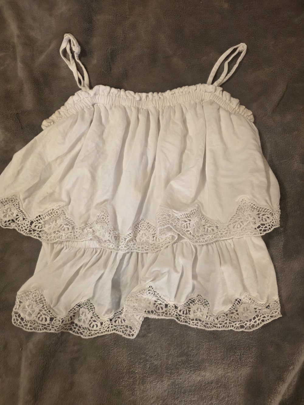 Express White Lace-Trim Tiered Camisole Size Medium